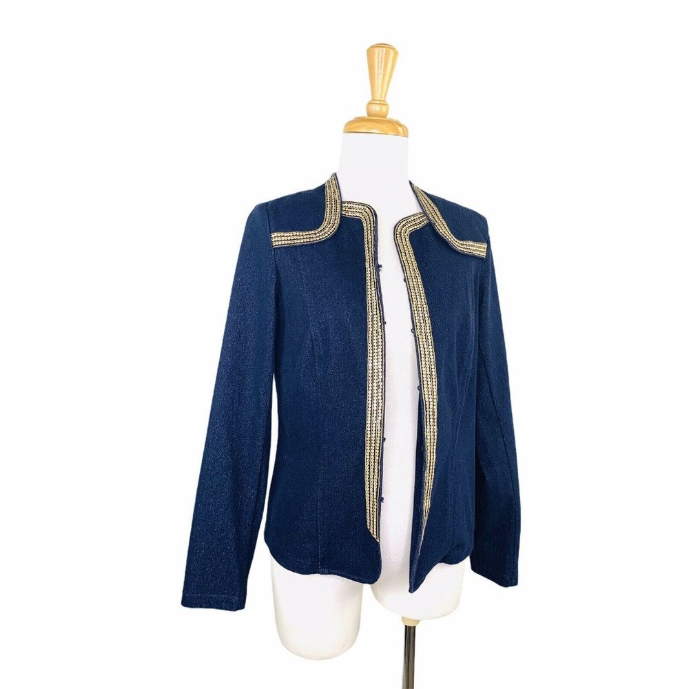 BOB MACKIE Designer VNTG Military Denim Jacket Blazer NWT - Picture 8 of 10